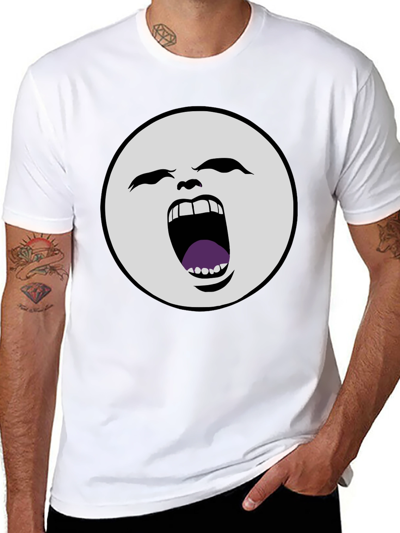 Screaming Moon Face Graphic Tee
