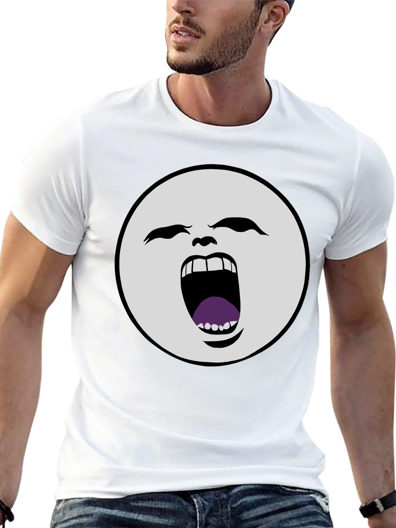 Screaming Moon Face Graphic Tee