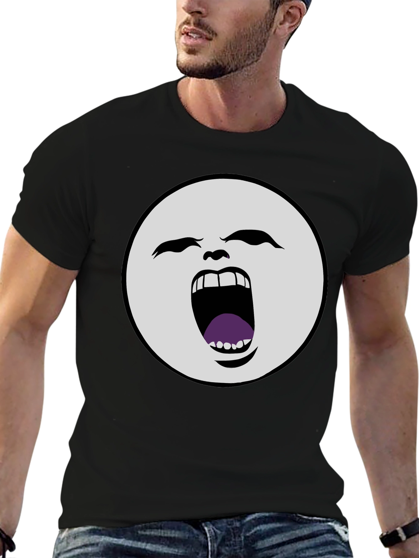 Screaming Moon Face Graphic Tee