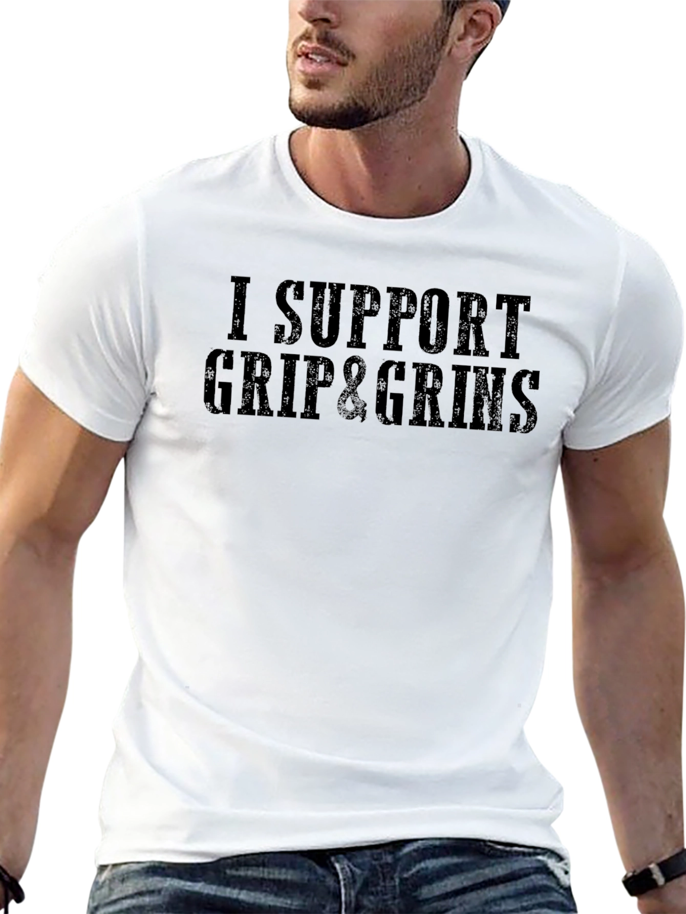 I Support Grip & Grins Black T-Shirt