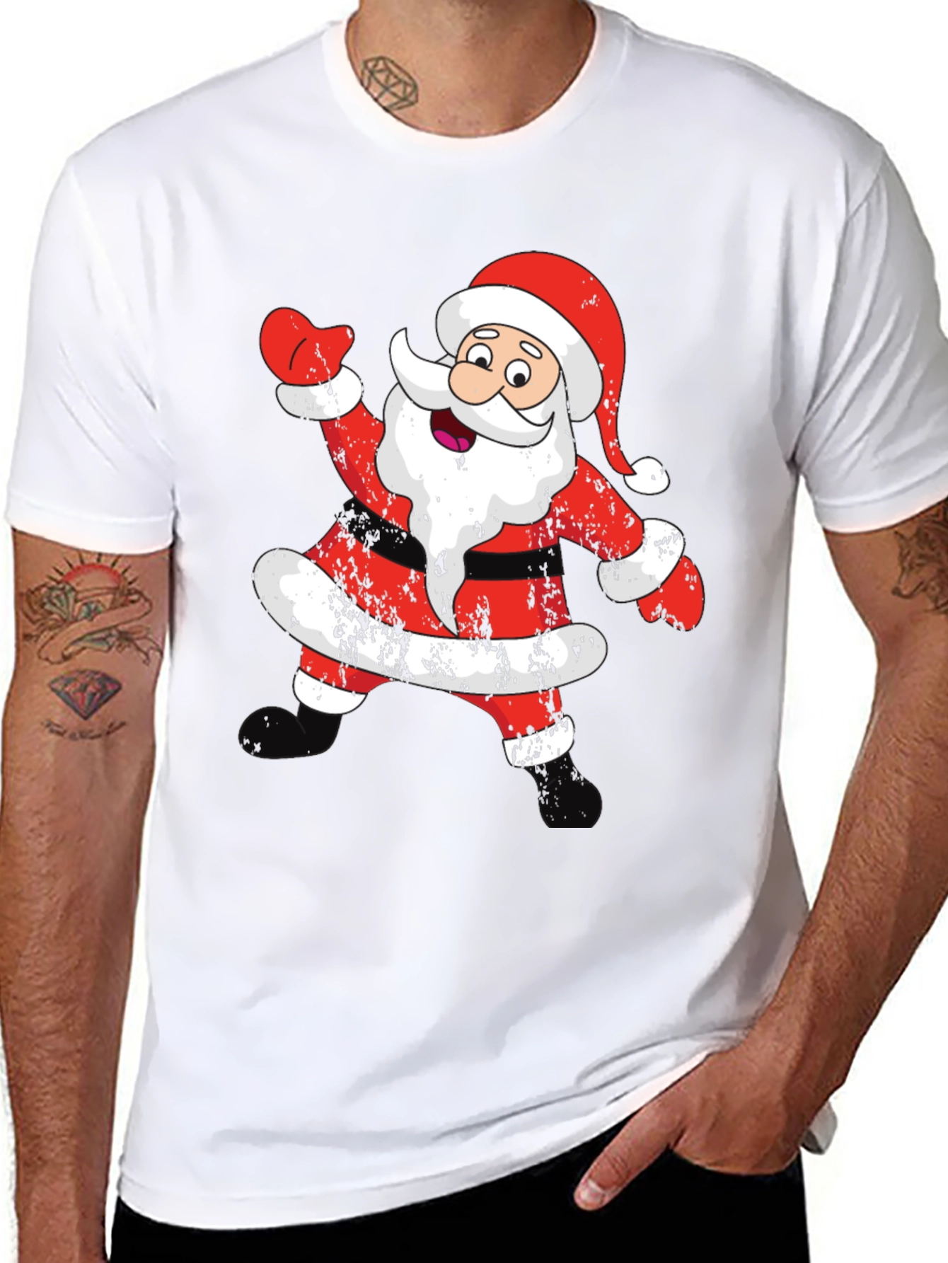 Festive Santa Graphic Tee - Holiday Cheer