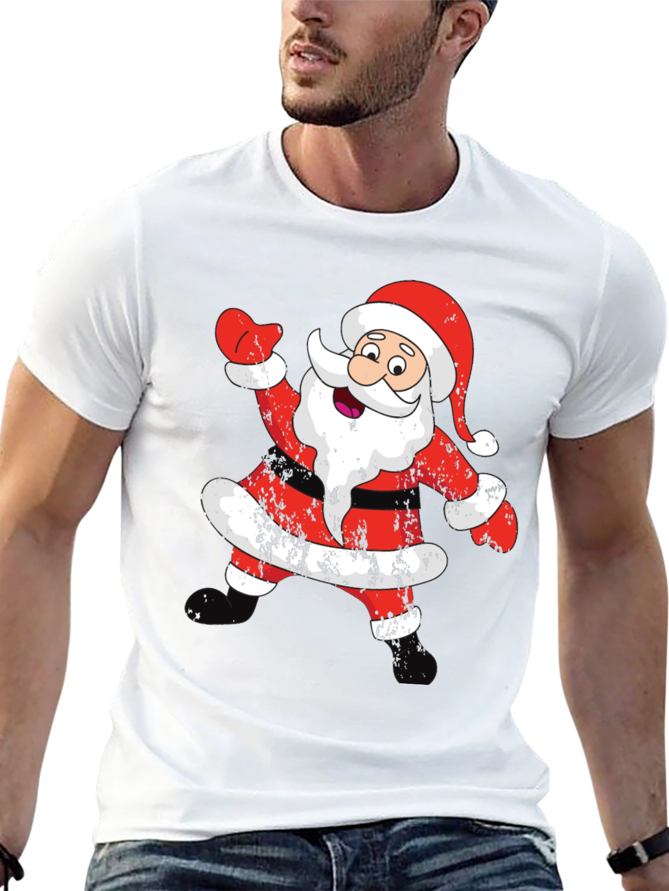 Festive Santa Graphic Tee - Holiday Cheer