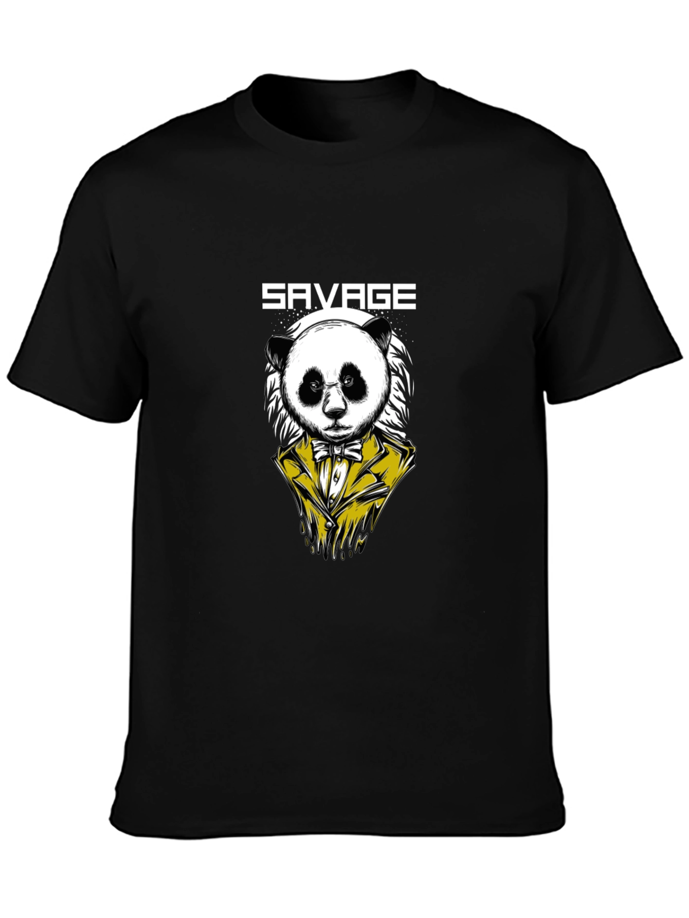 Savage Panda Graphic Print Mens Black T-Shirt