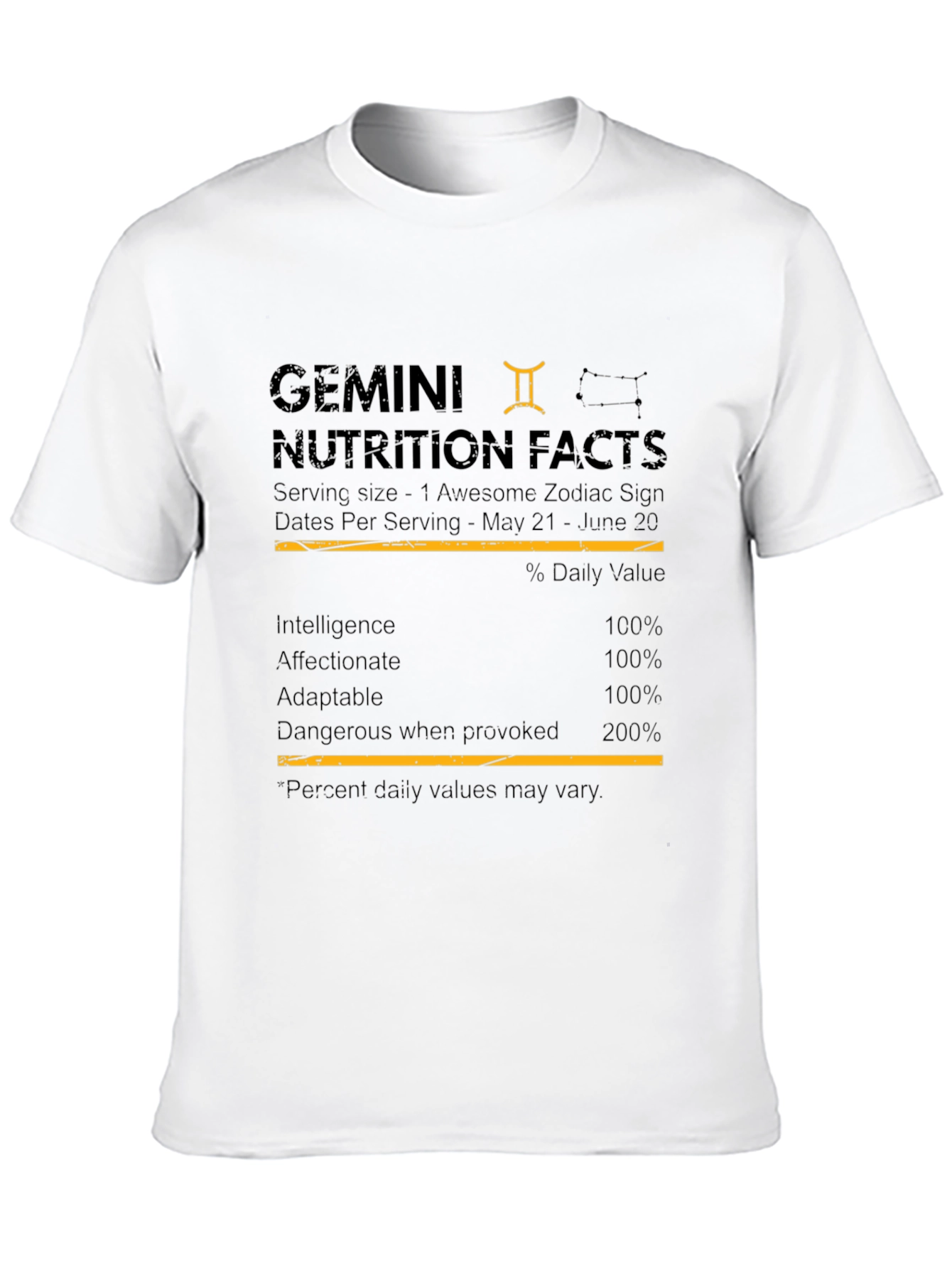 Gemini Nutrition Facts Zodiac T-Shirt