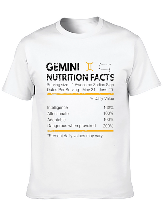 Gemini Nutrition Facts Zodiac T-Shirt