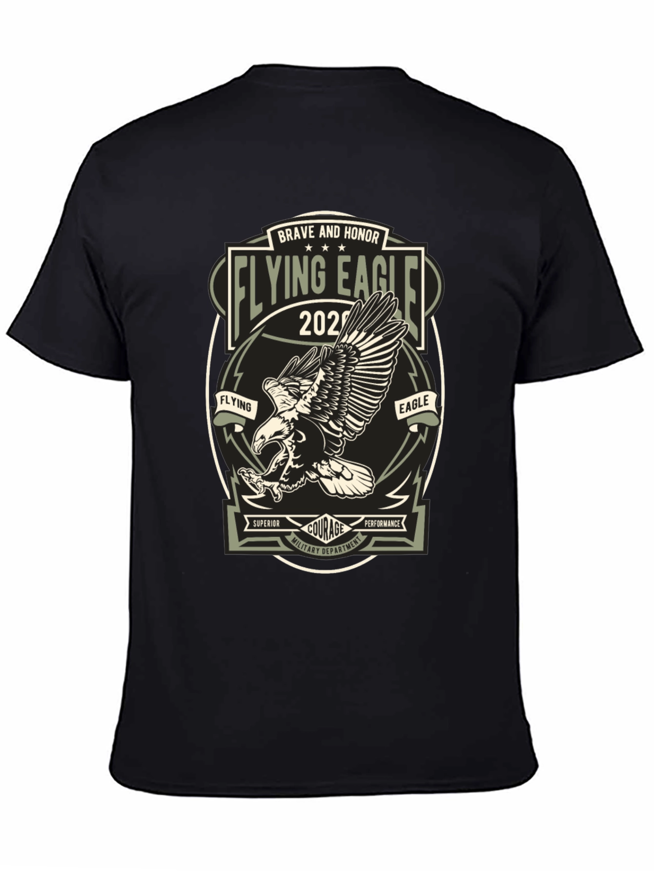 Flying Eagle Graphic Print T-Shirt - Military Style