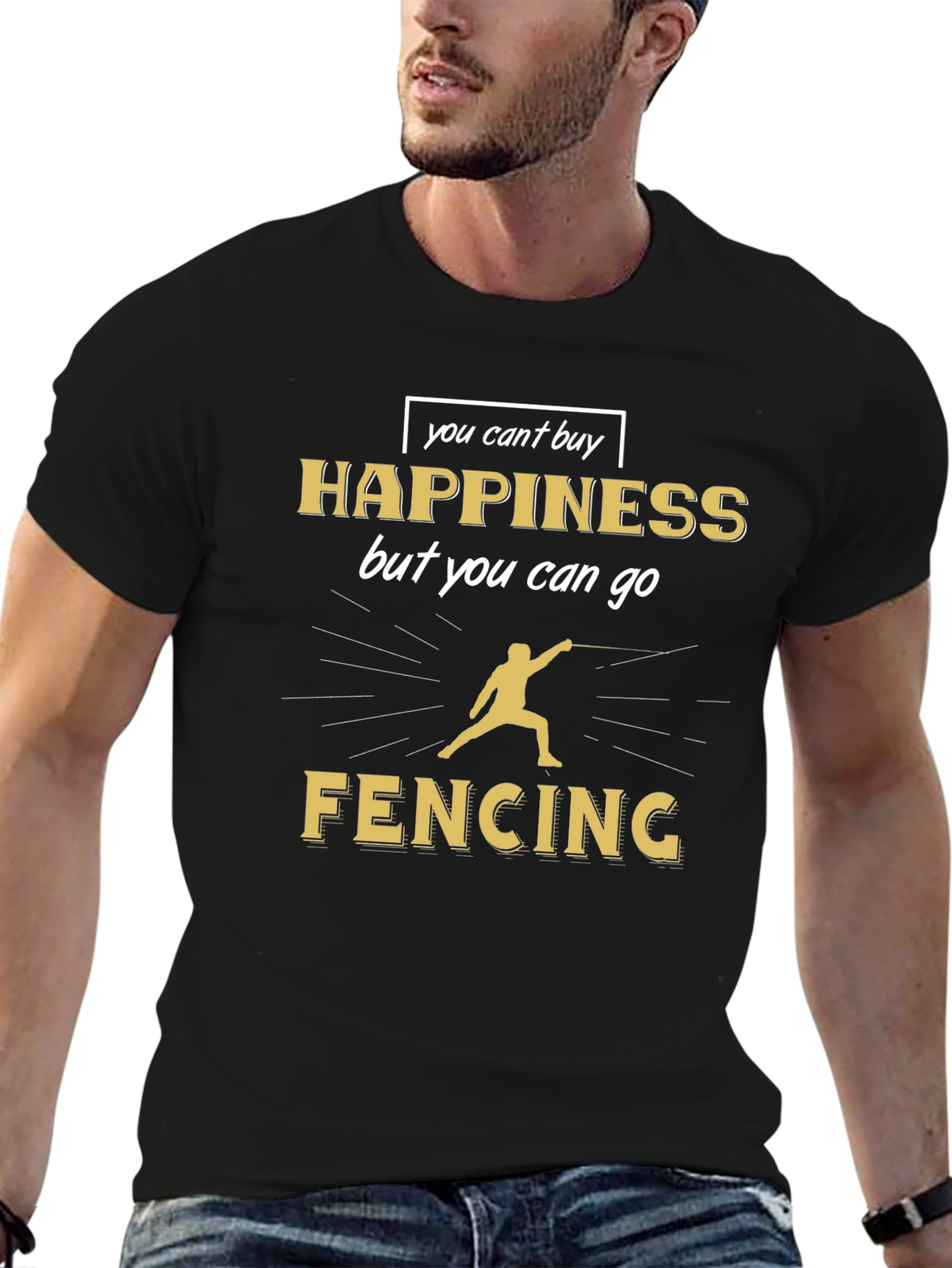 Fencing Happiness Black T-Shirt