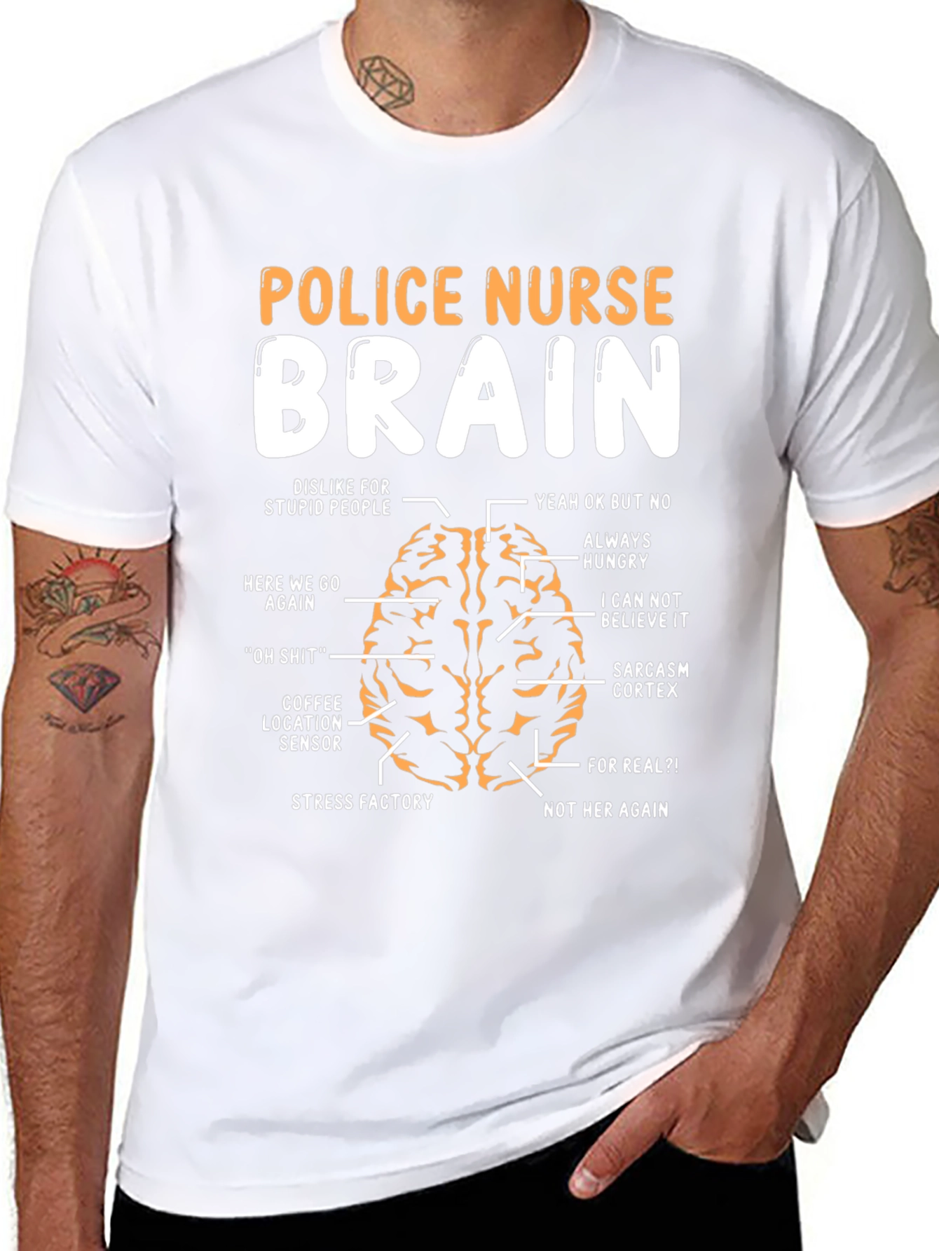 Police Nurse Brain Anatomy T-Shirt - Funny Gift