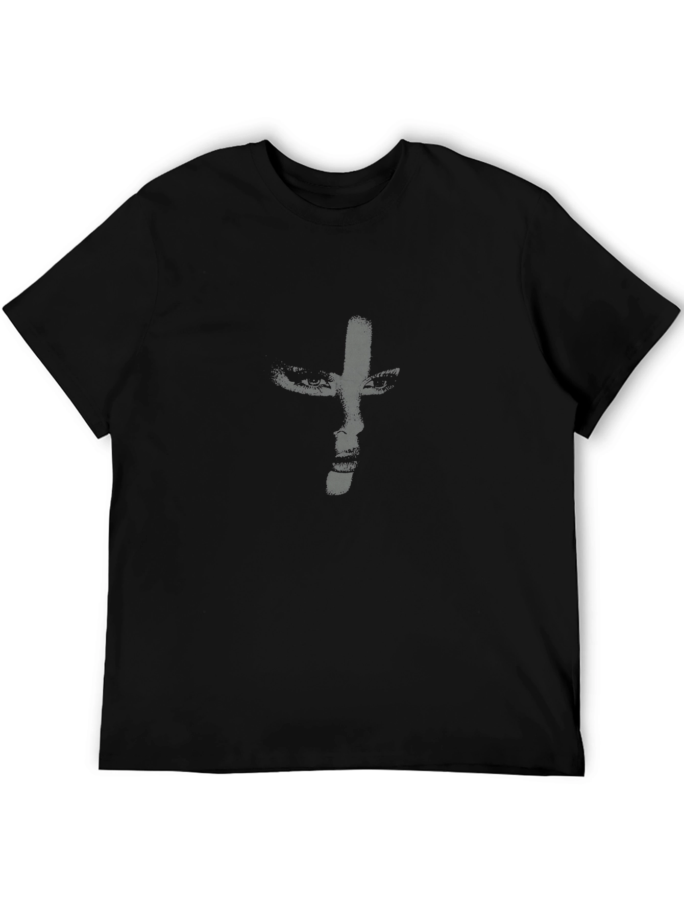 Abstract Face Graphic Black T-Shirt