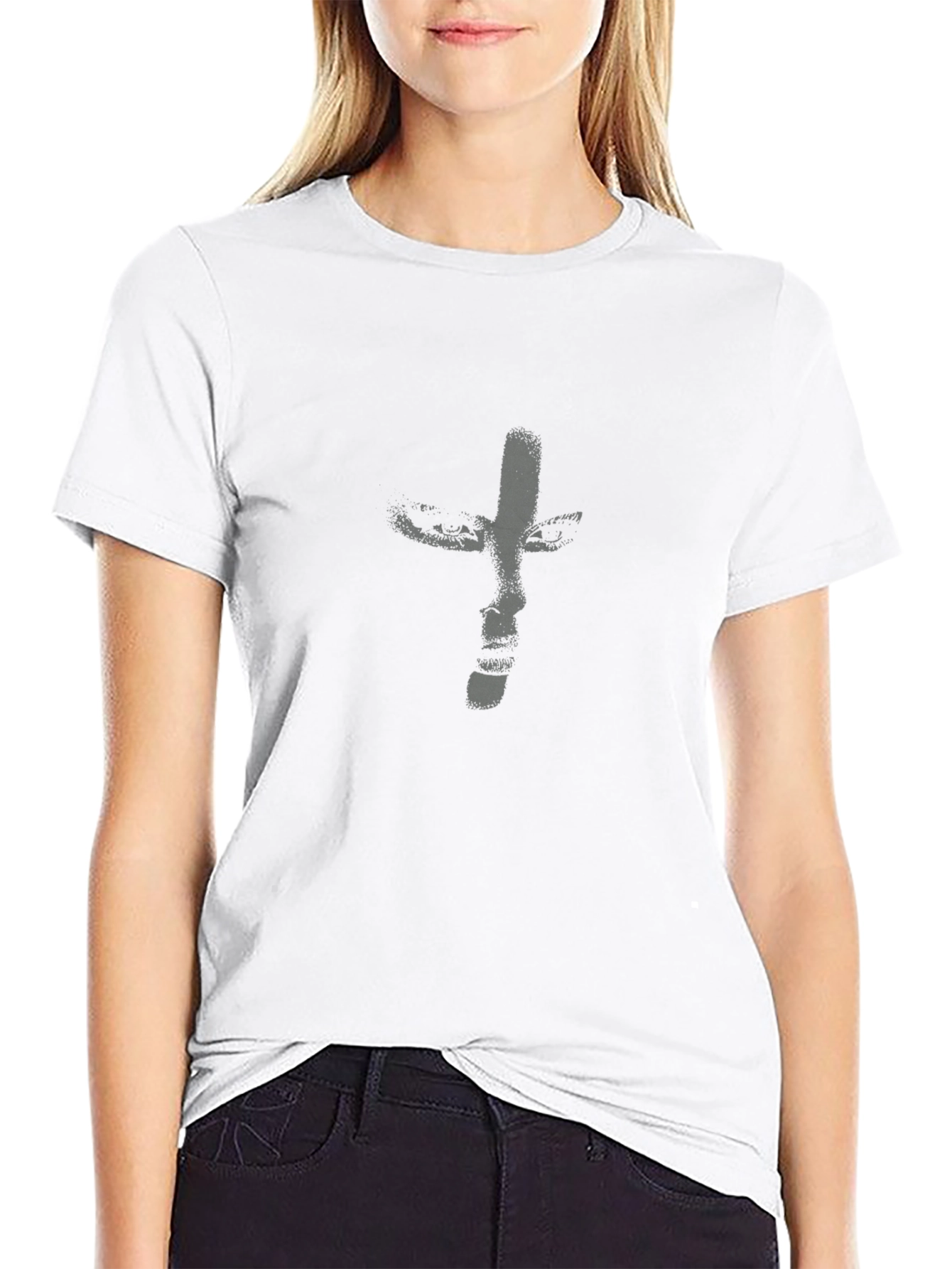 Abstract Face Graphic Black T-Shirt