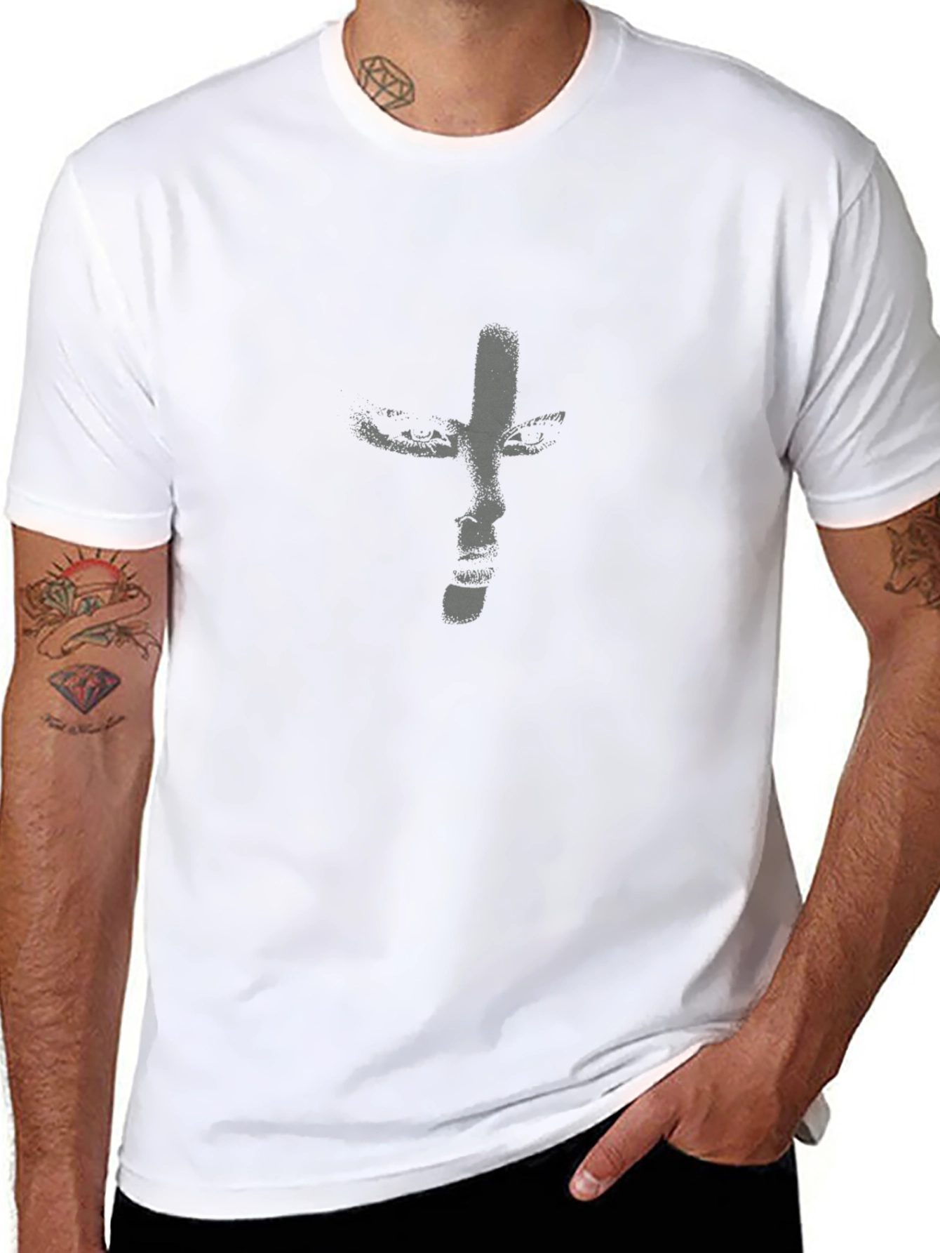 Abstract Face Graphic Black T-Shirt
