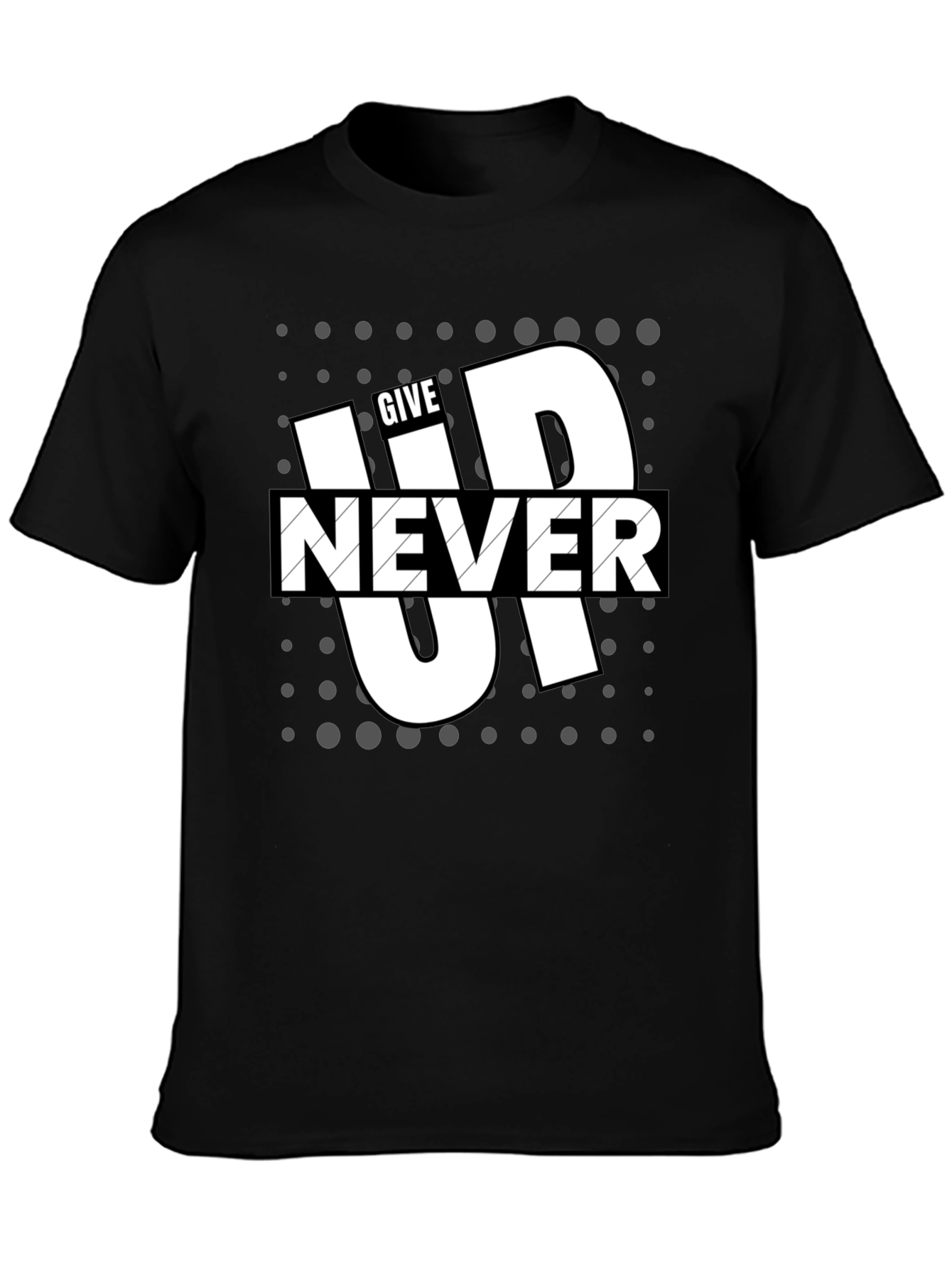 Give Up Never Mens Graphic Tee - Black