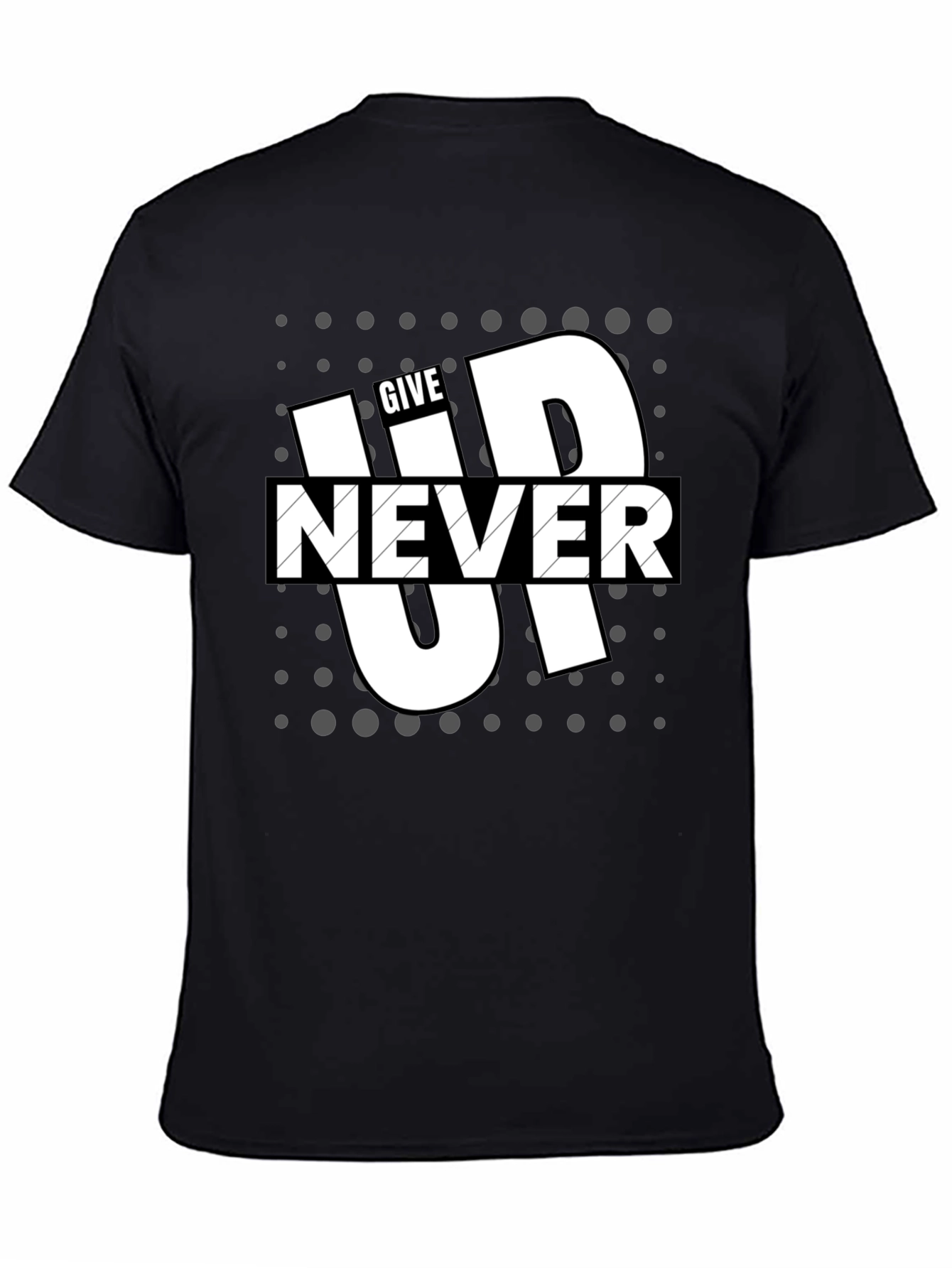Give Up Never Mens Graphic Tee - Black