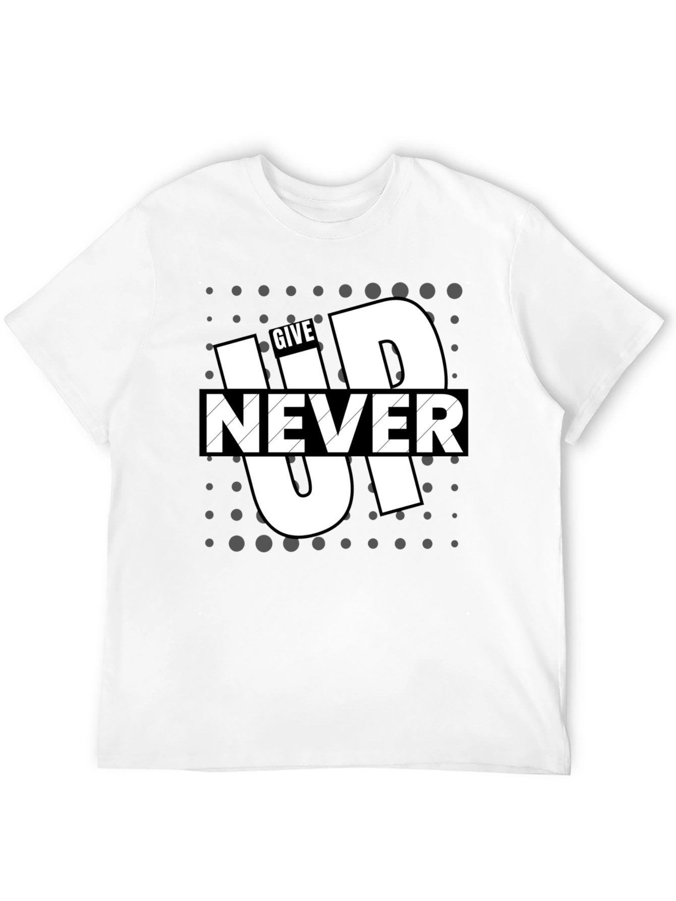Give Up Never Mens Graphic Tee - Black