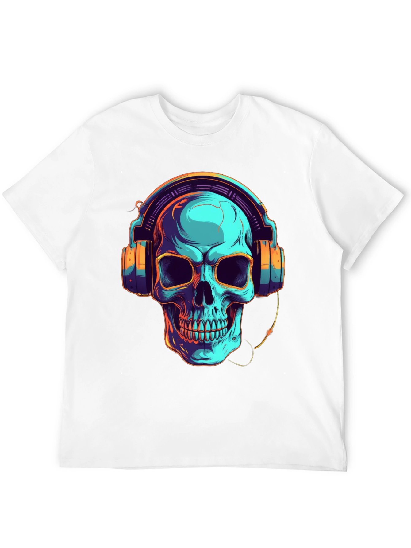 Skull with Headphones Graphic T-Shirt