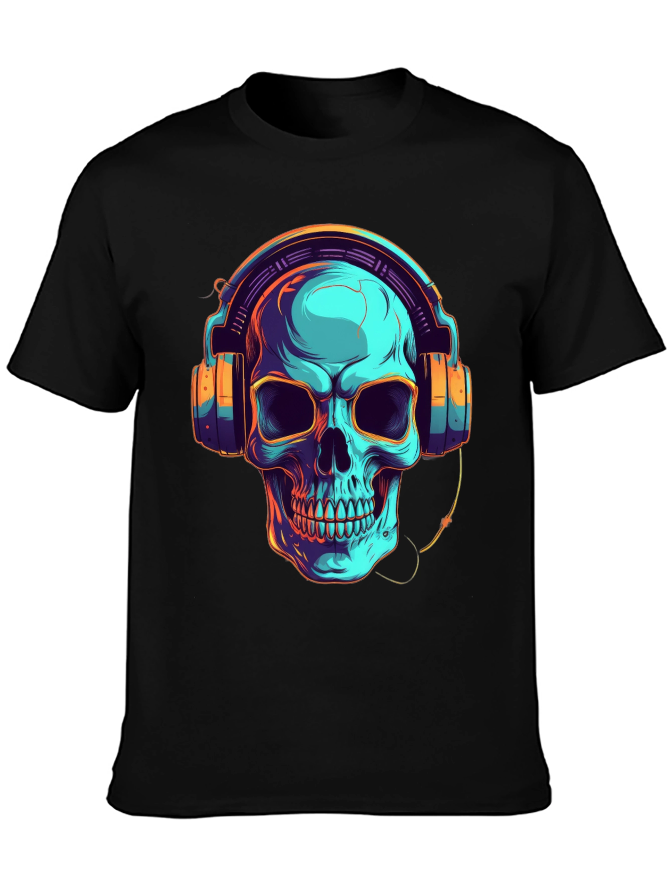 Skull with Headphones Graphic T-Shirt