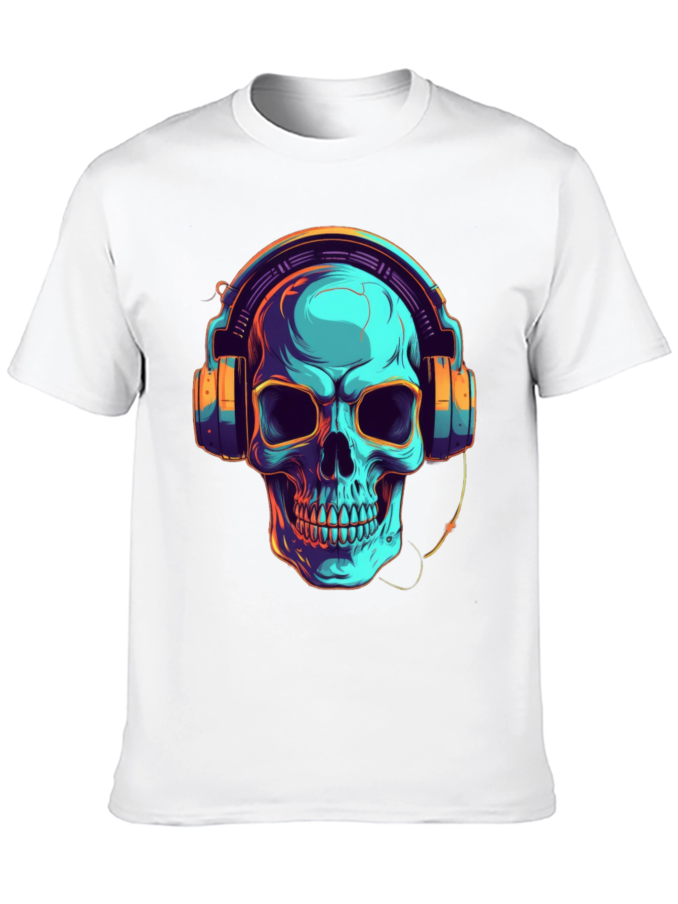 Skull with Headphones Graphic T-Shirt