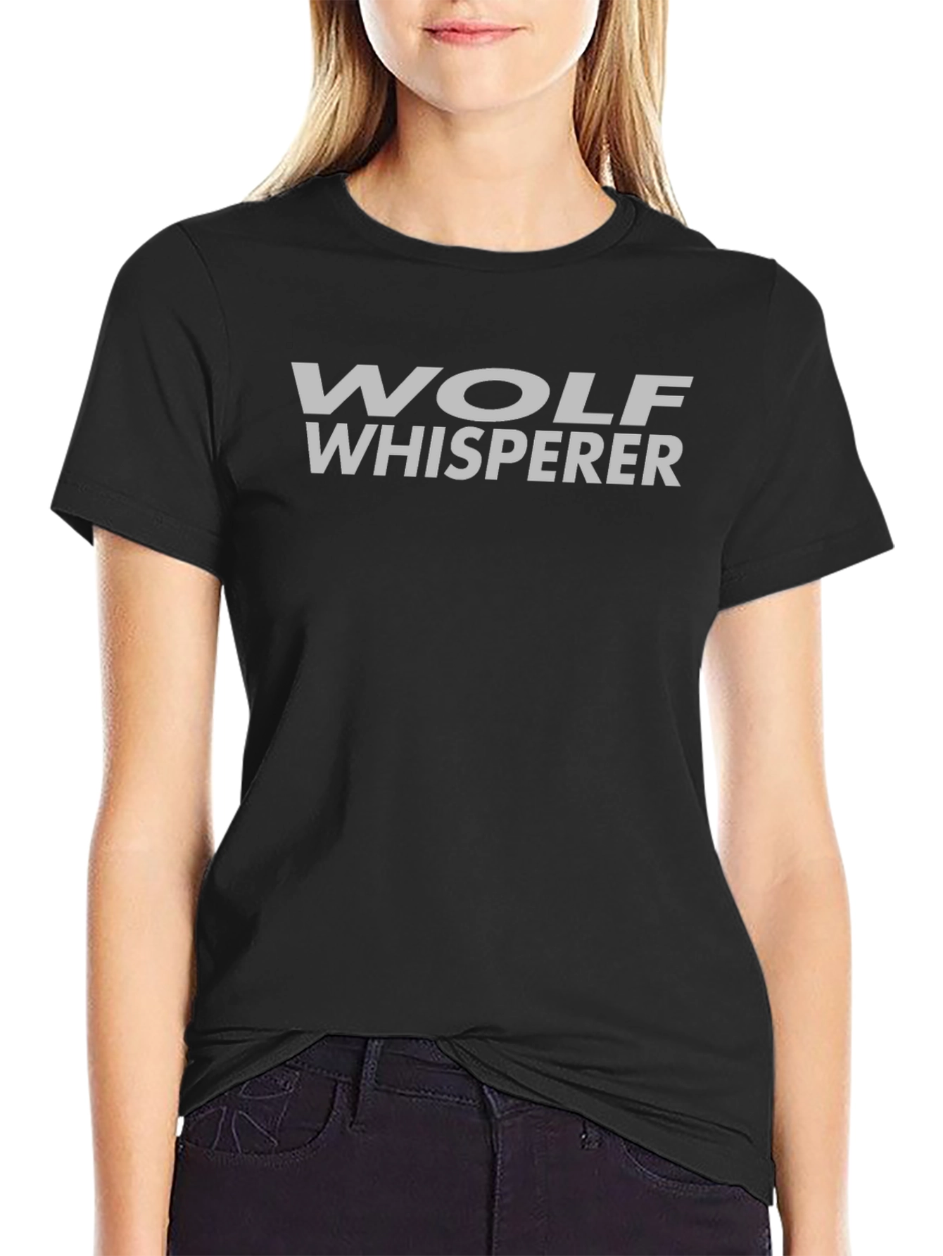 Wolf Whisperer Graphic Tee - Black Cotton Blend Shirt