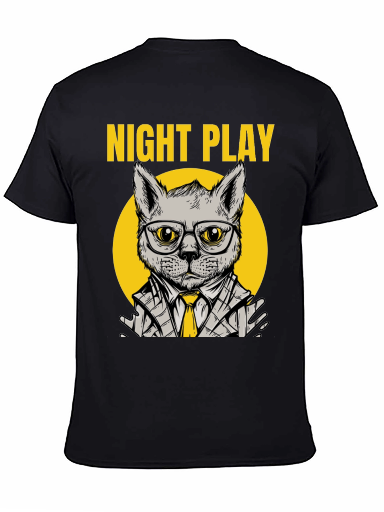 Night Play Cat Graphic Tee - Trendy Cool Design