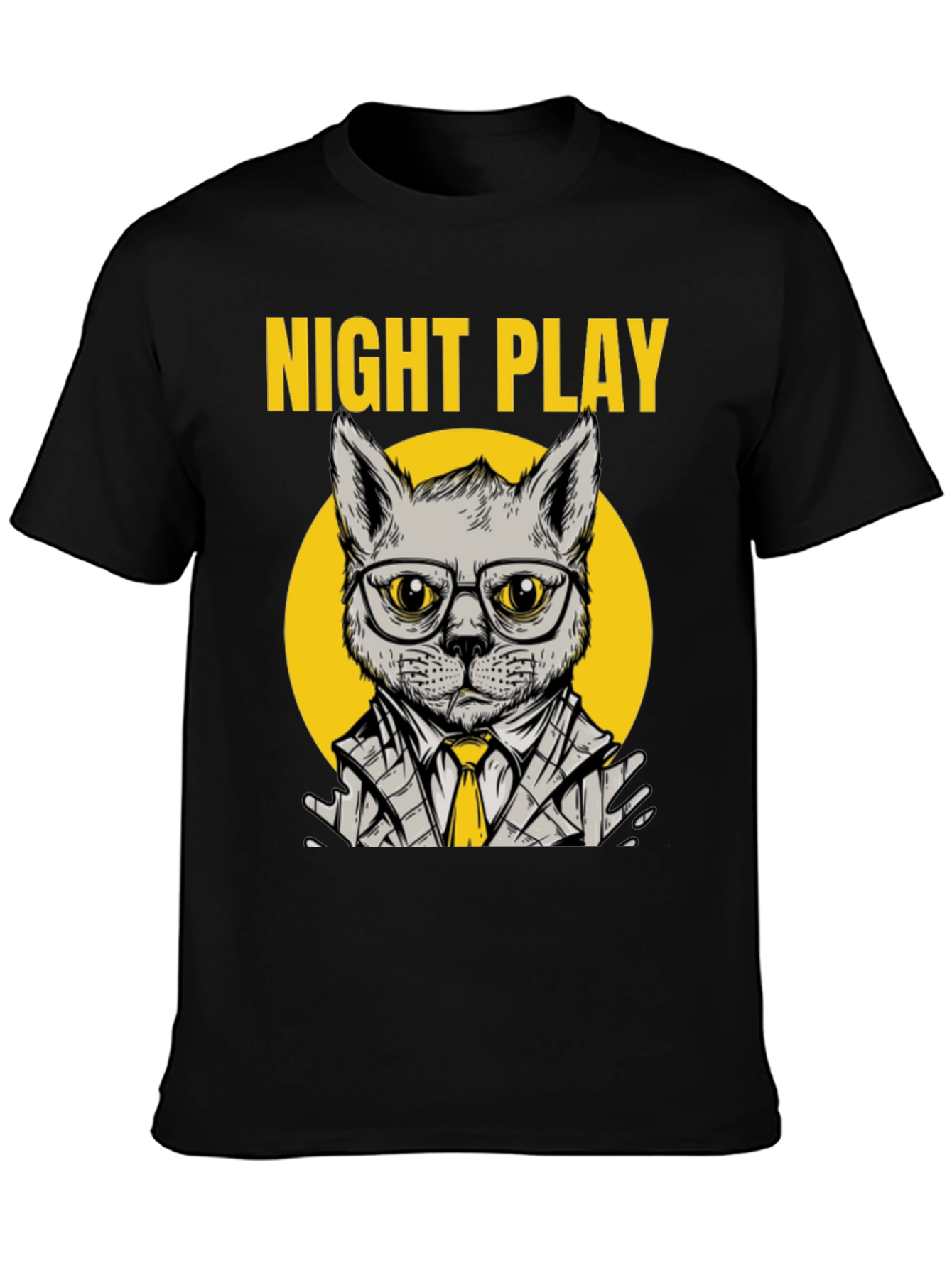Night Play Cat Graphic Tee - Trendy Cool Design