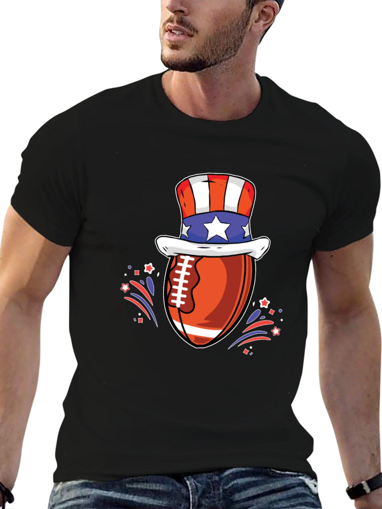 Patriotic Football T-Shirt - USA Pride!