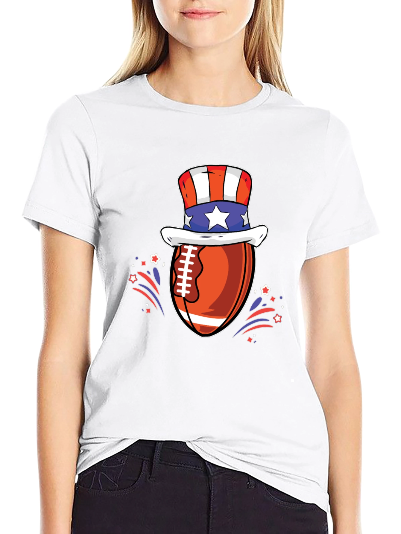 Patriotic Football T-Shirt - USA Pride!