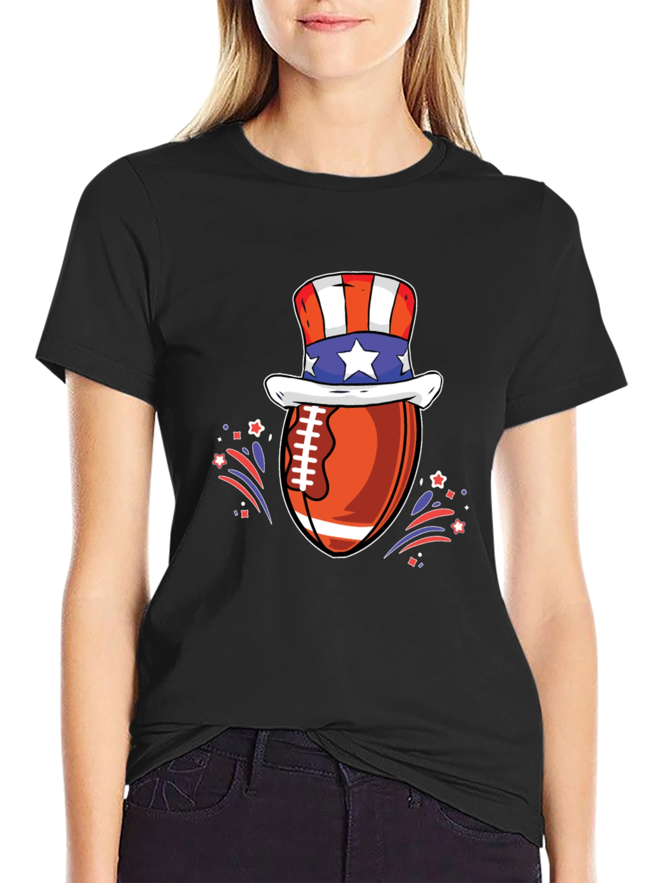 Patriotic Football T-Shirt - USA Pride!
