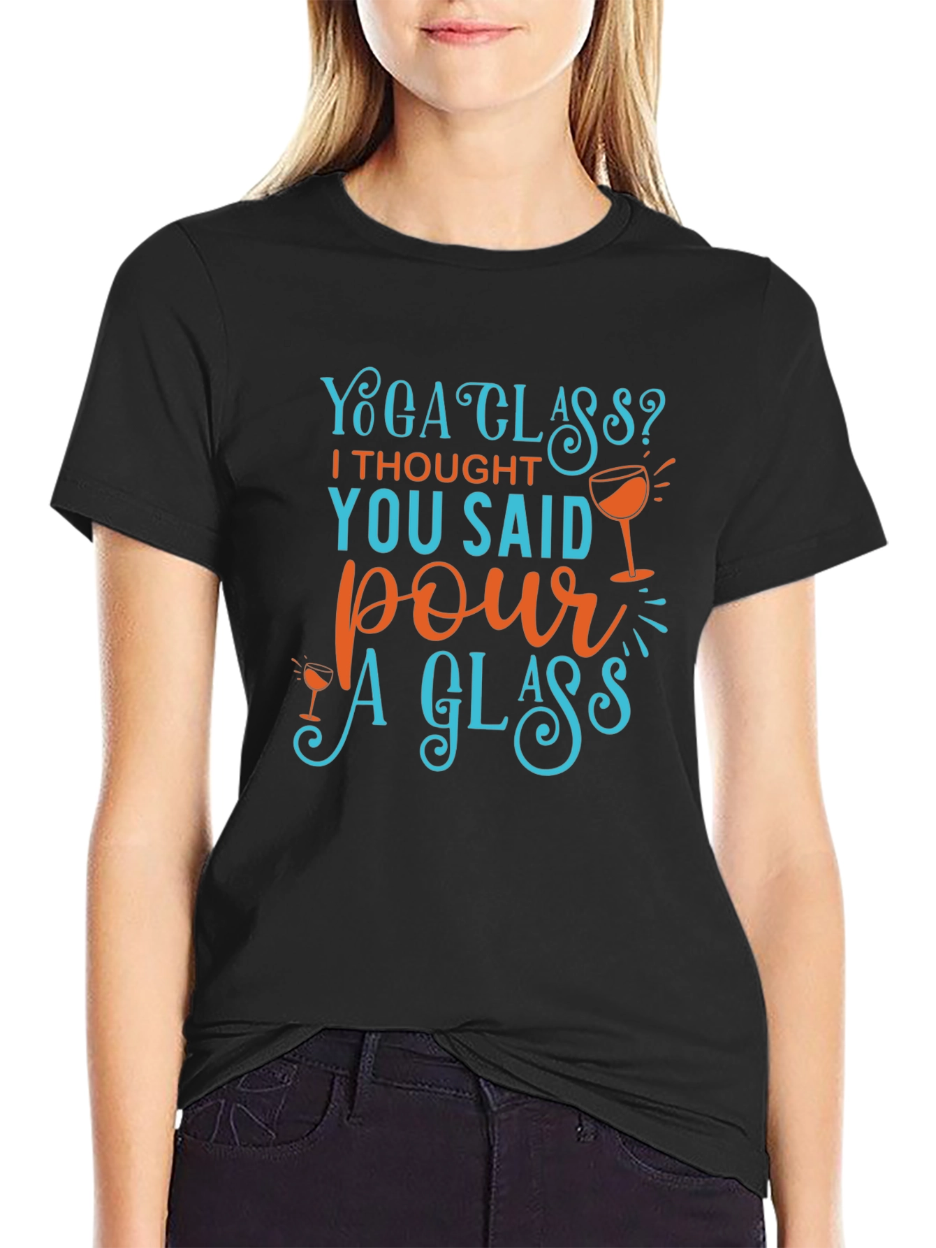 Yoga Glass? Funny Wine Lover T-Shirt