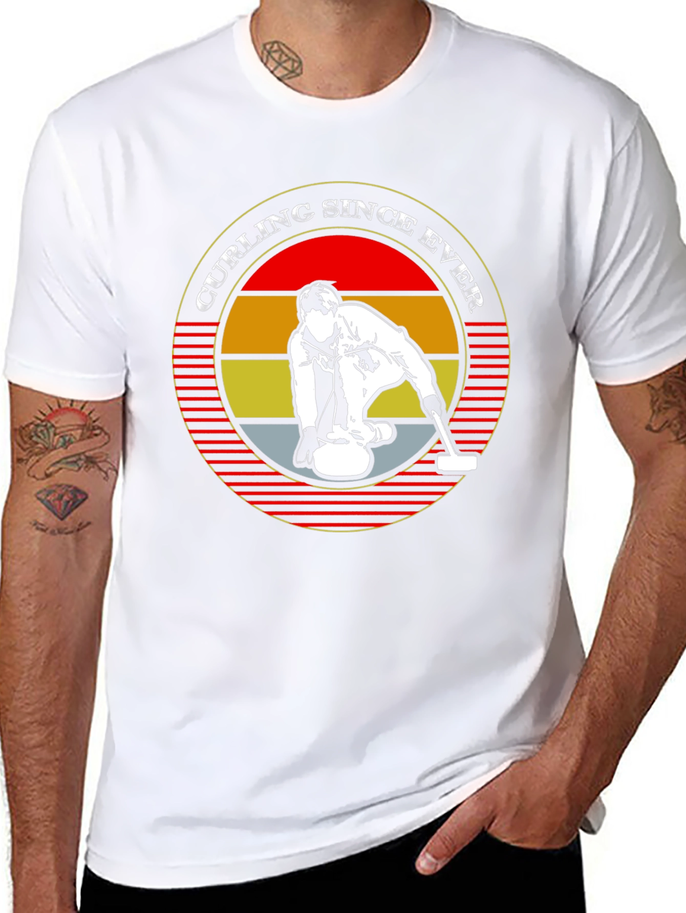 Curling Since Ever Black Graphic T-Shirt