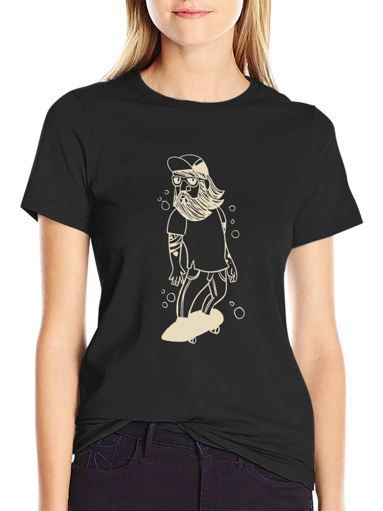 Skater Dude Graphic Tee - Black