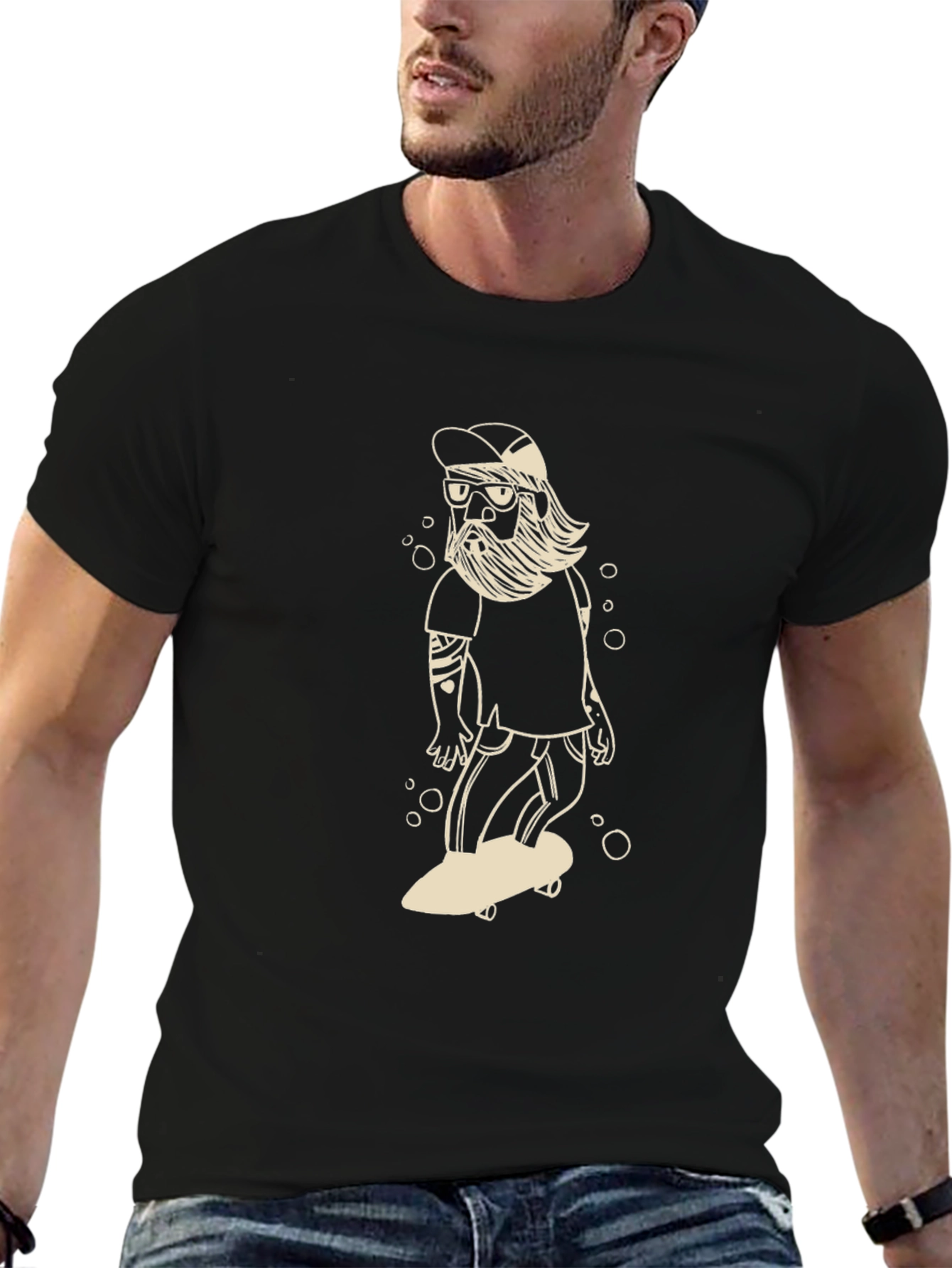 Skater Dude Graphic Tee - Black
