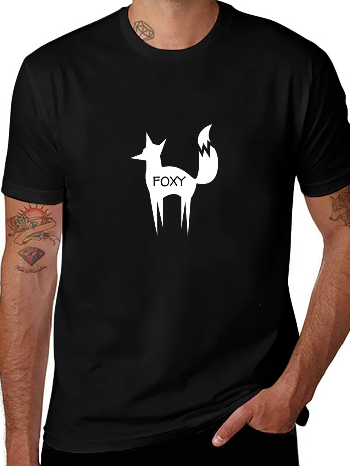 Foxy Graphic Tee - Modern Fox Silhouette Black T-Shirt