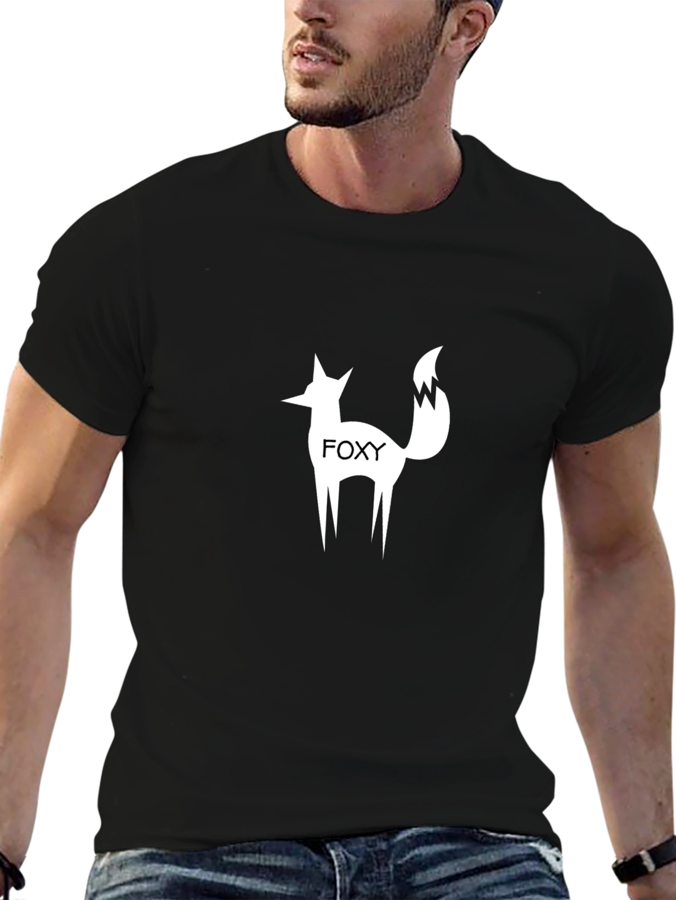 Foxy Graphic Tee - Modern Fox Silhouette Black T-Shirt