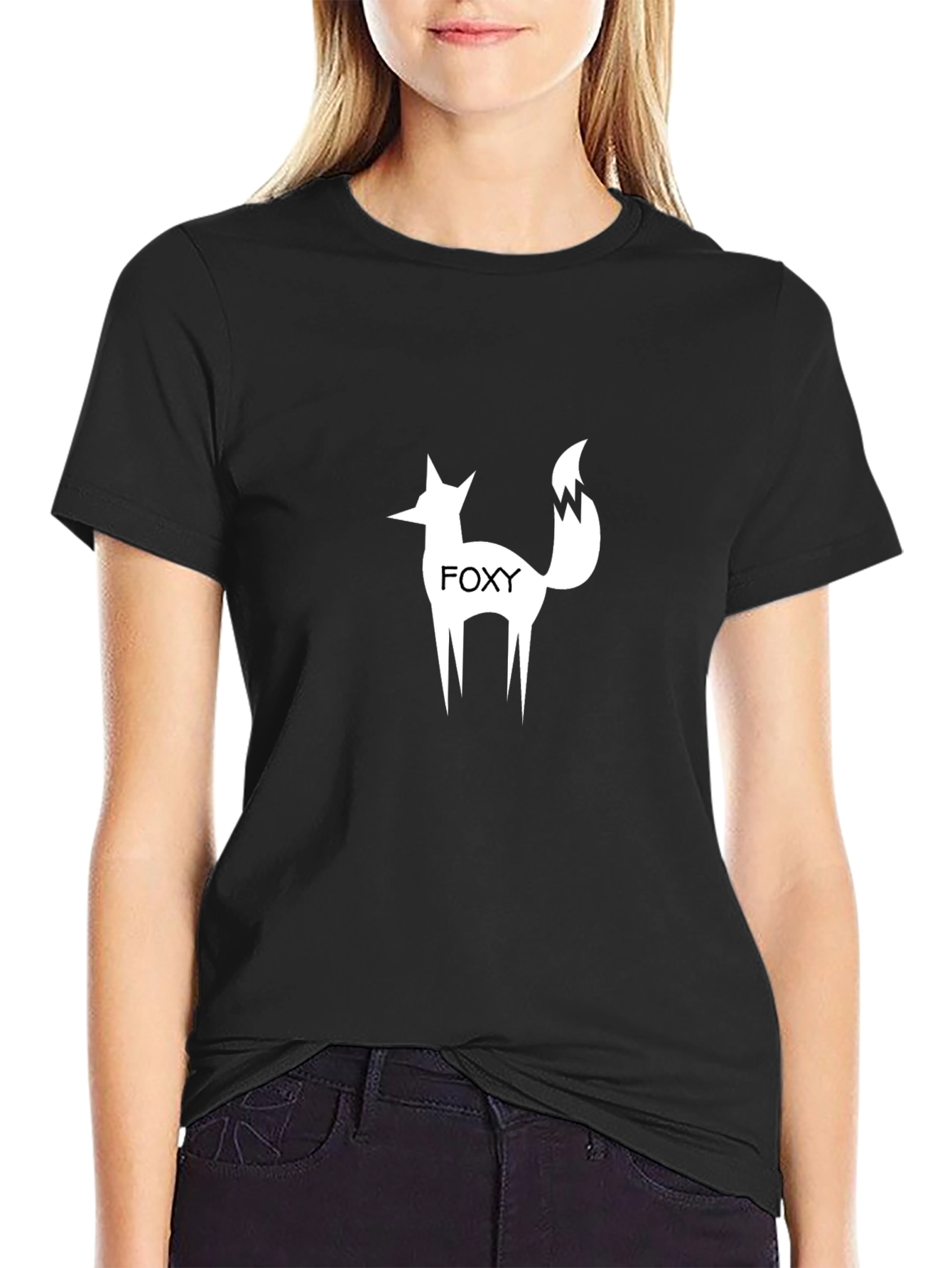 Foxy Graphic Tee - Modern Fox Silhouette Black T-Shirt