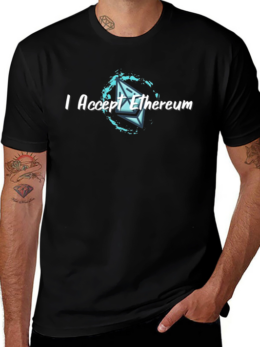 I Accept Ethereum Crypto T-Shirt - Black