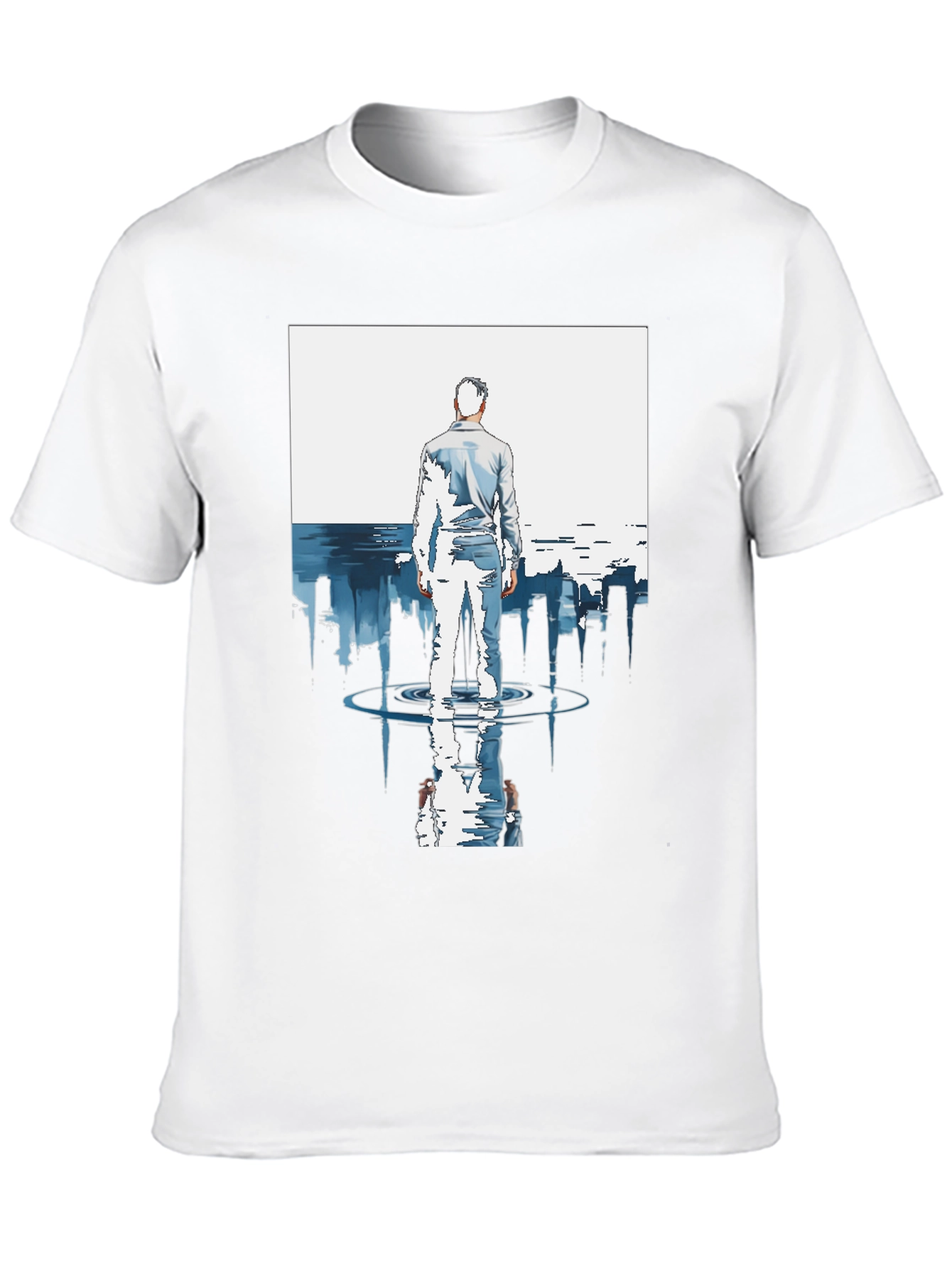 Abstract City Reflection Graphic Black T-Shirt