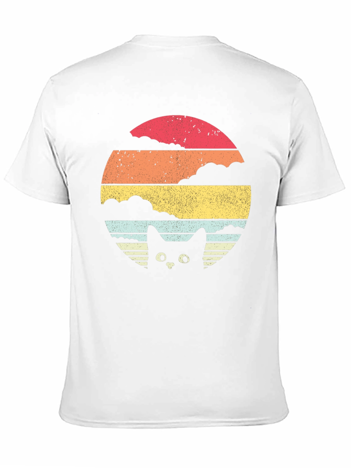 Retro Cat Sunset Graphic Tee - Black