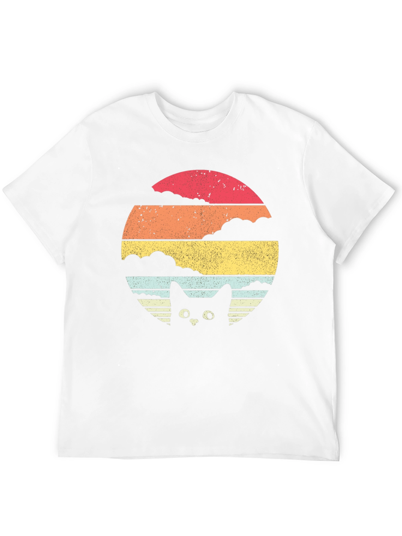 Retro Cat Sunset Graphic Tee - Black