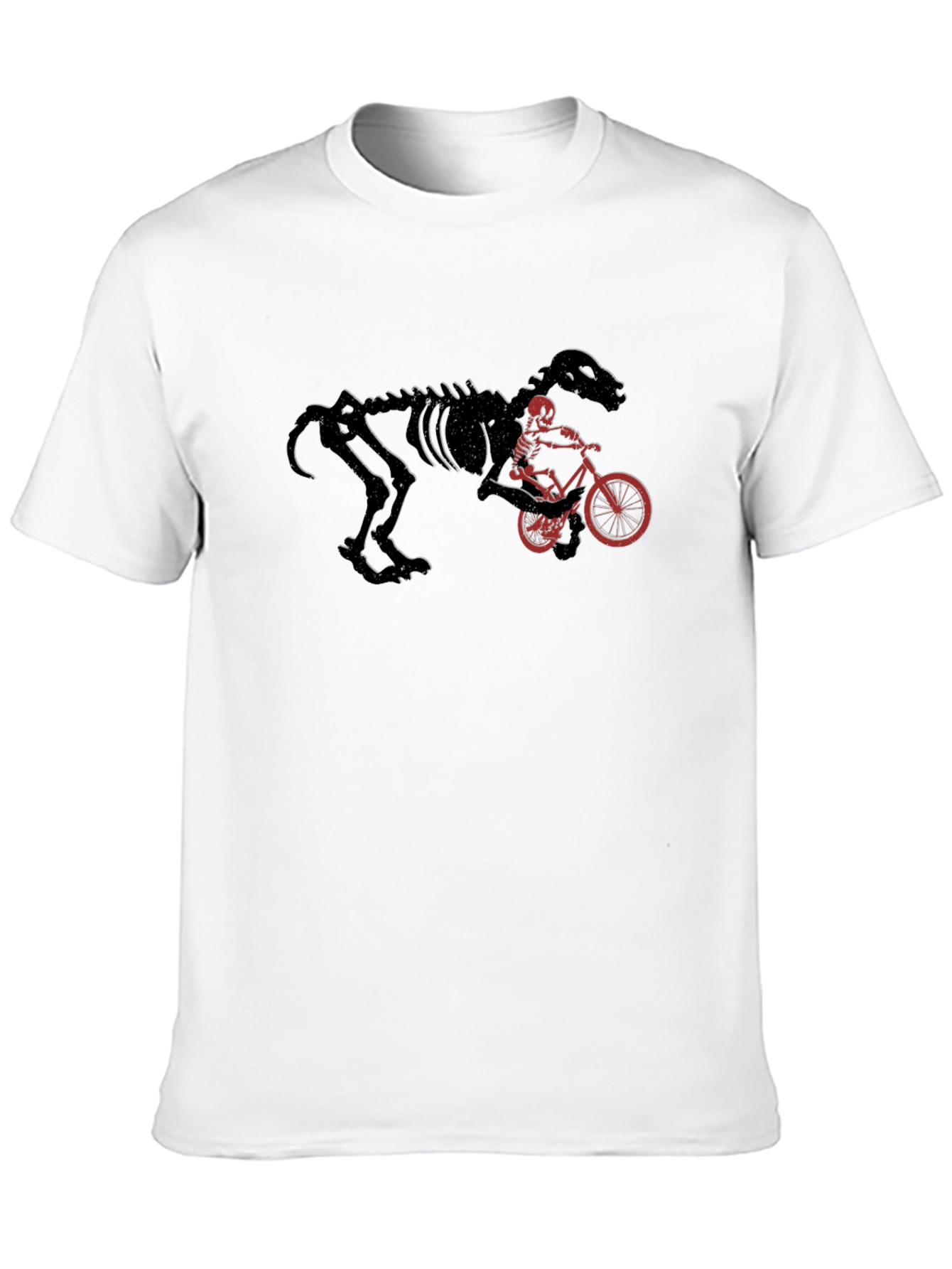 Dino Skeleton Bike Rider Black T-Shirt