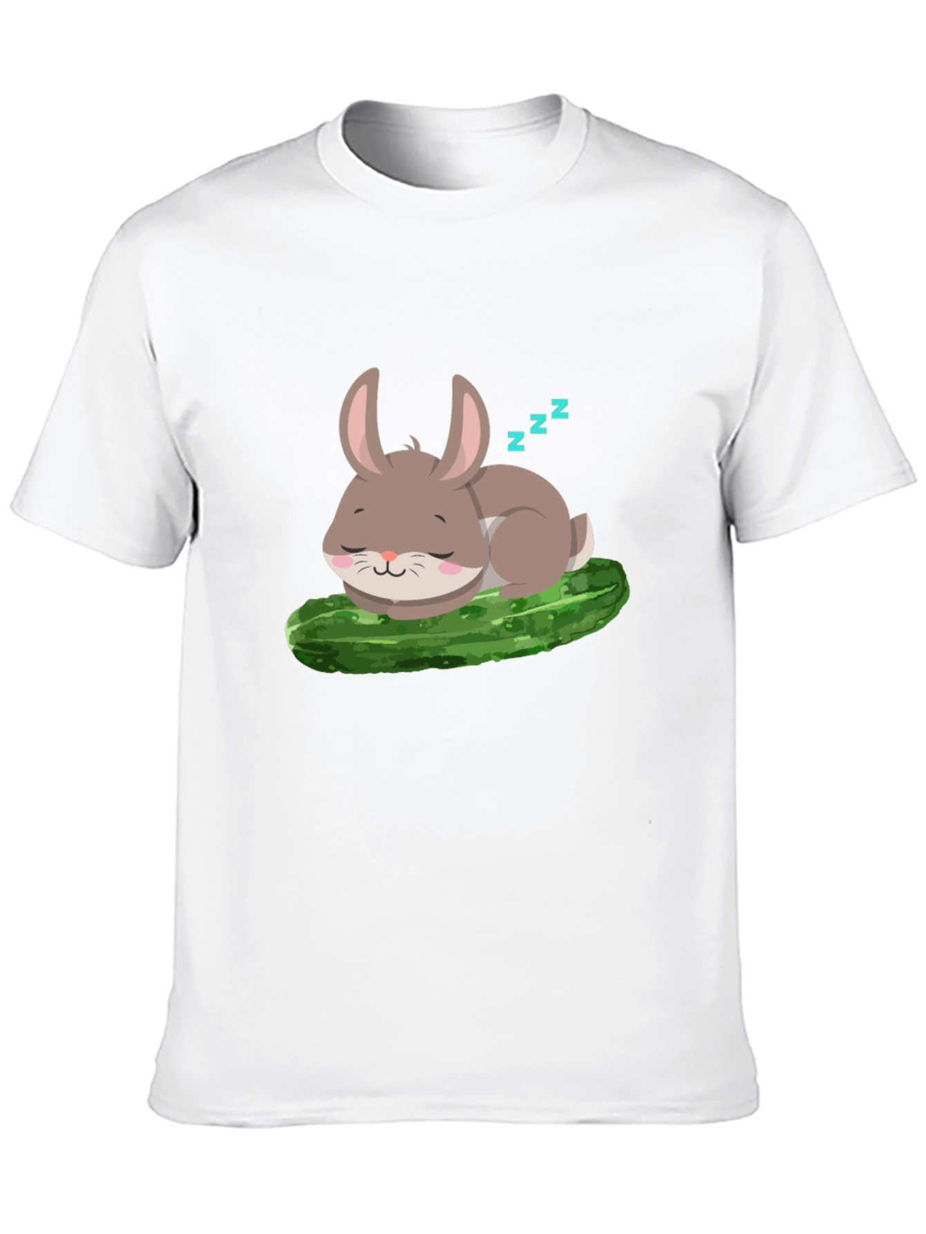 Cute Bunny Sleeping on Pickle - Unisex T-Shirt