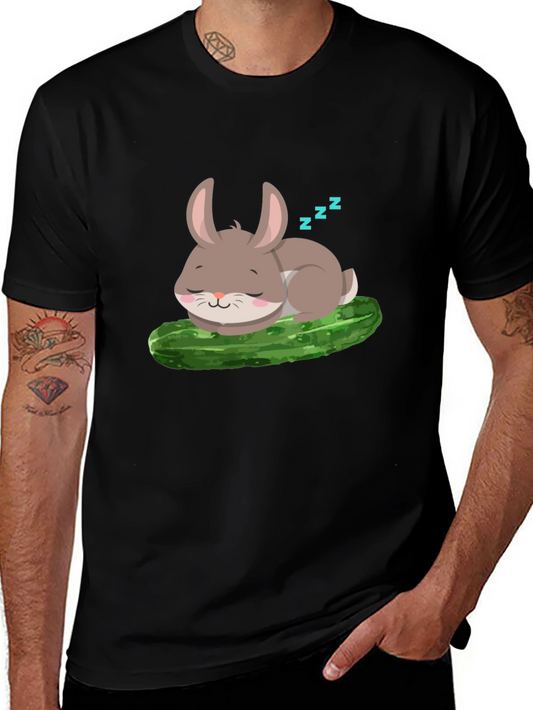 Cute Bunny Sleeping on Pickle - Unisex T-Shirt