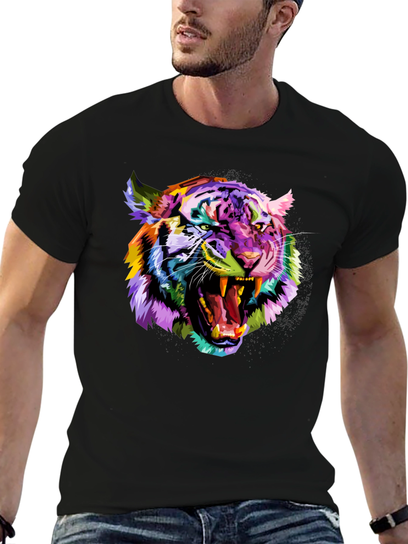 Vibrant Tiger Graphic Tee - Bold Mens T-Shirt