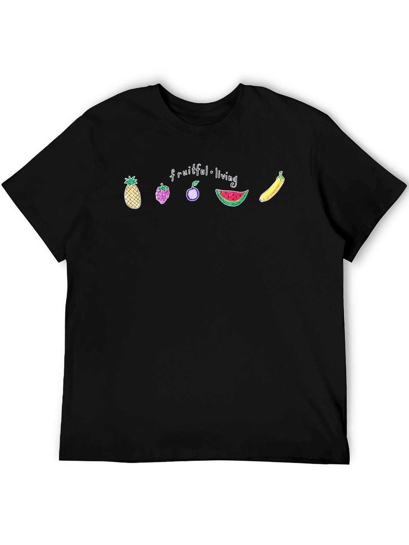 Fruitful Living Graphic Tee - Black Casual T-Shirt