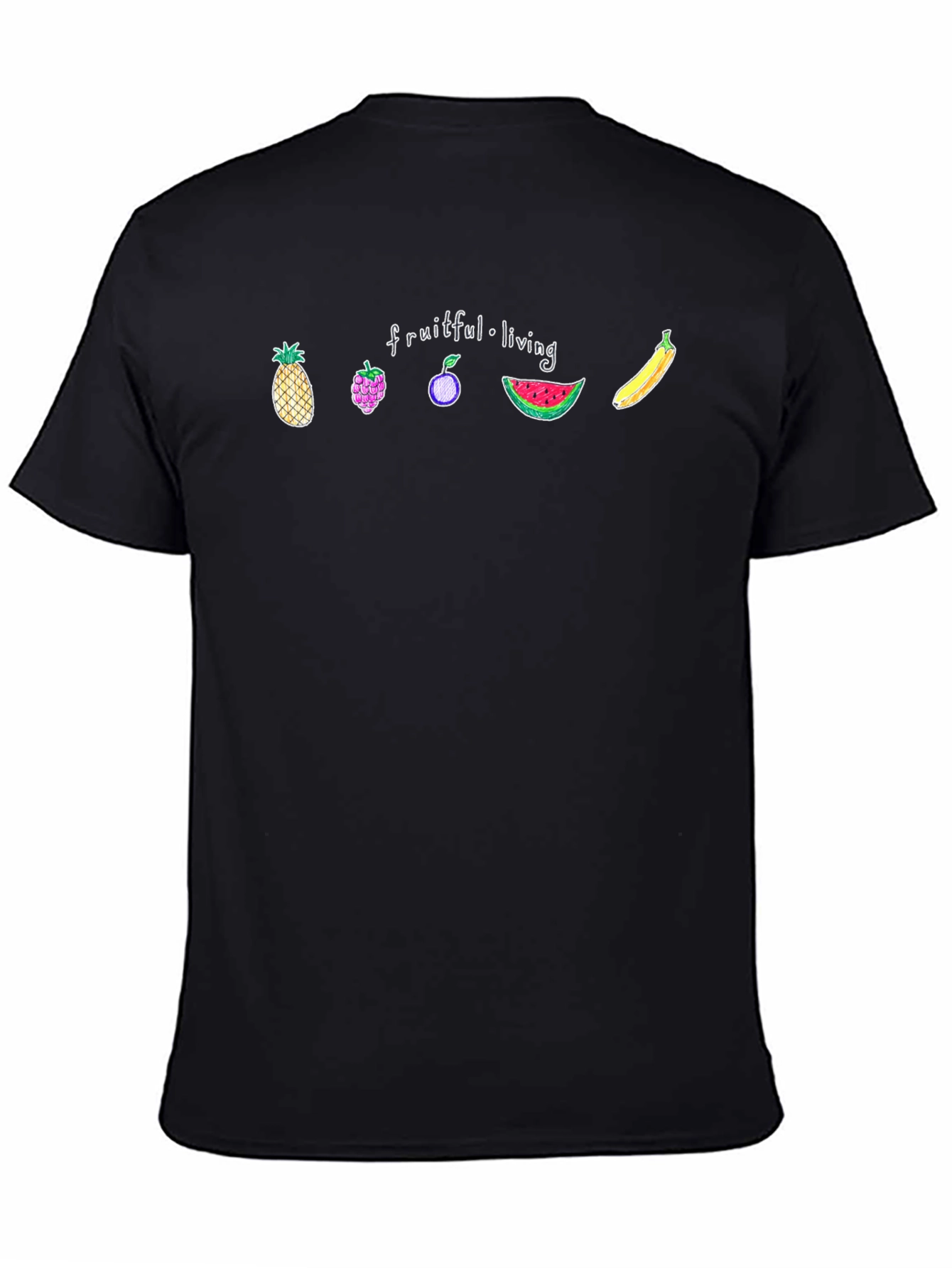 Fruitful Living Graphic Tee - Black Casual T-Shirt