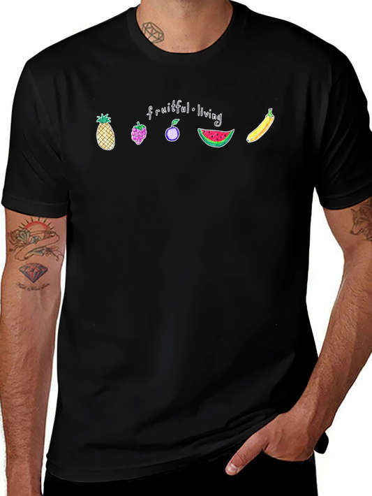 Fruitful Living Graphic Tee - Black Casual T-Shirt