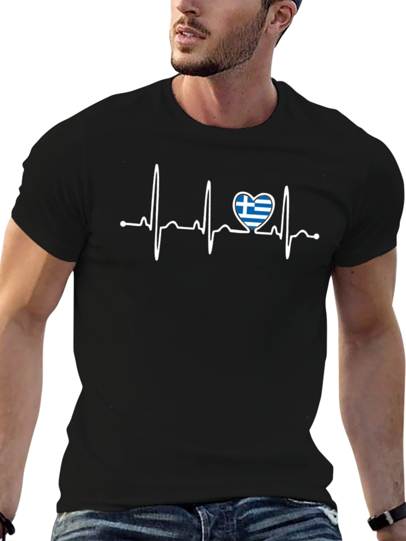 Greek Heartbeat Flag T-Shirt