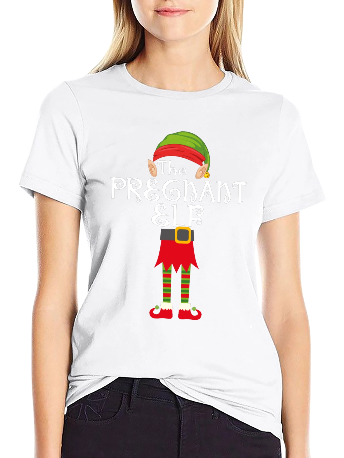 Pregnant Elf Holiday T-Shirt - Festive Christmas Apparel