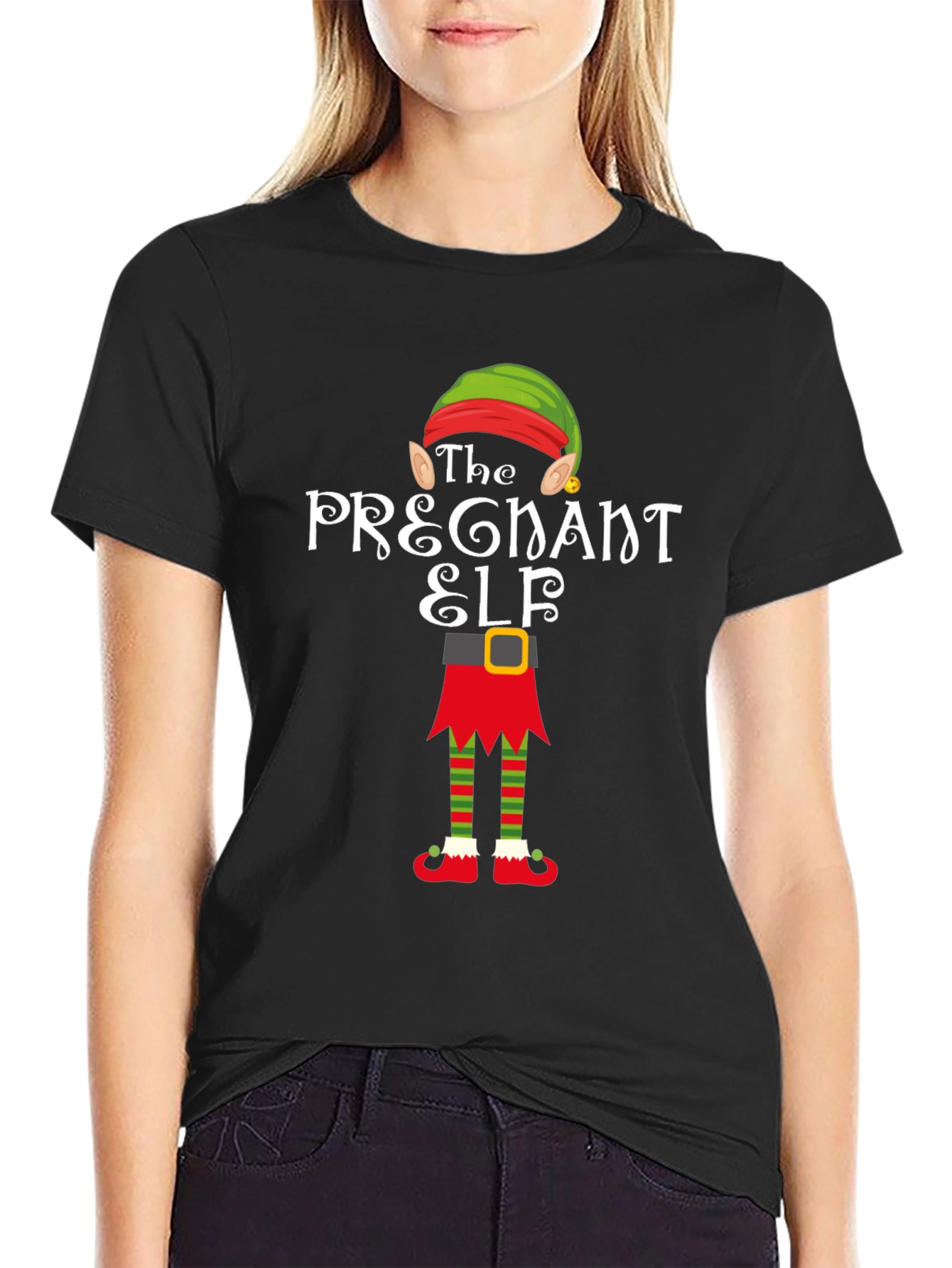 Pregnant Elf Holiday T-Shirt - Festive Christmas Apparel