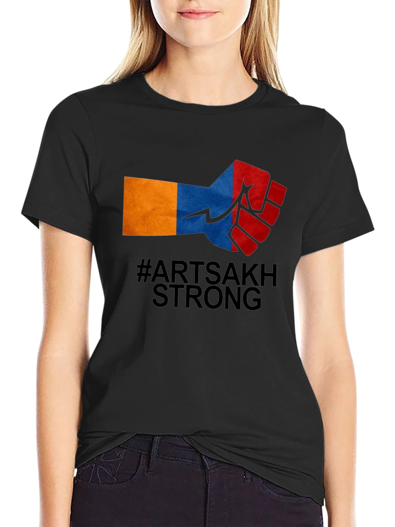 Artsakh Strong Fist Graphic Tee - Black Cotton Blend