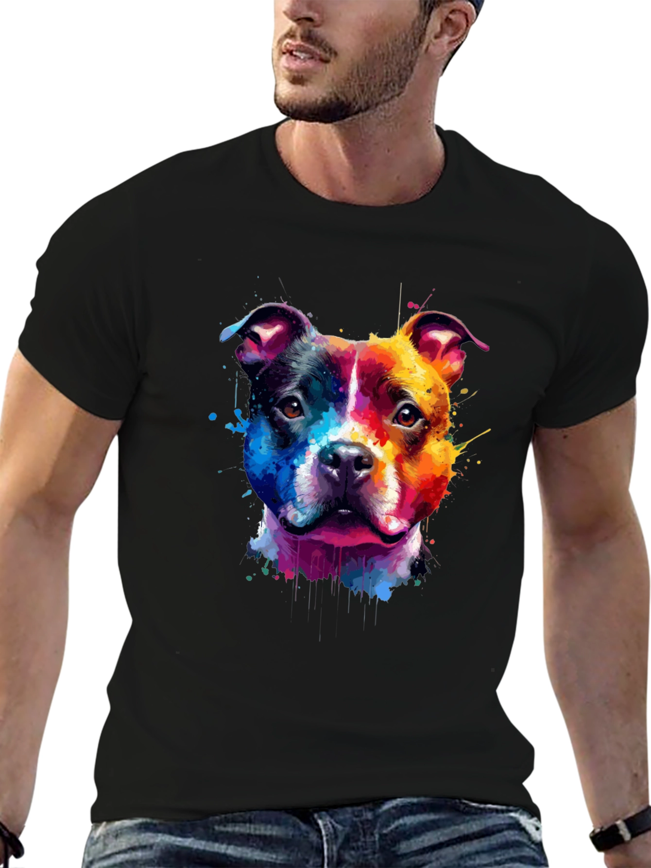 Colorful Dog Graphic T-Shirt